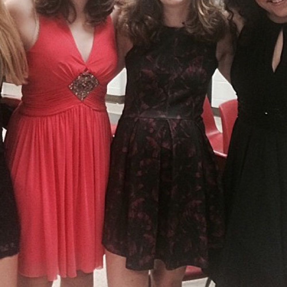 High neck dress with pretty rose pattern